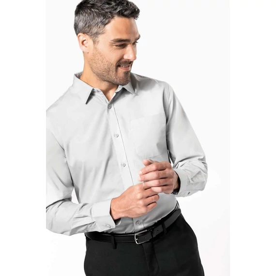 Men's long-sleeved cotton poplin shirt