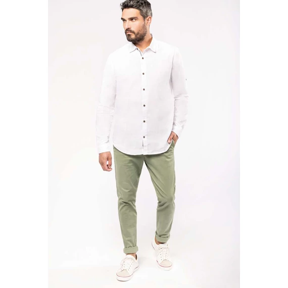 Men's long sleeve linen and cotton shirt