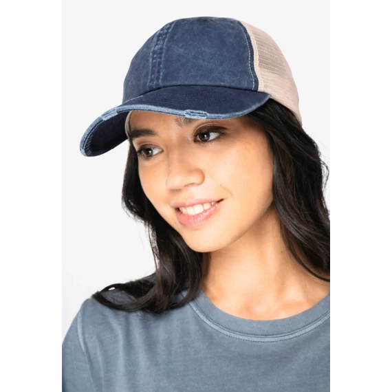 Környezetbarát uniszex kopott hatású hálós sapka