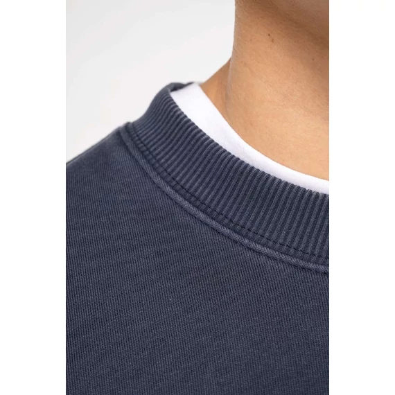 Unisex washed effect oversize round neck sweatshirt