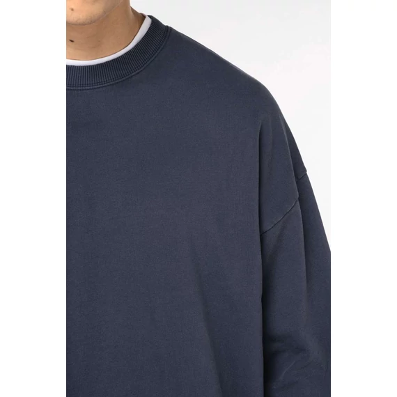 Unisex washed effect oversize round neck sweatshirt