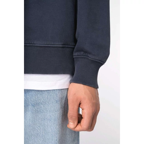Unisex washed effect oversize round neck sweatshirt