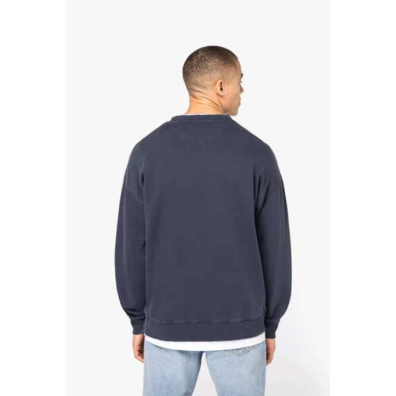 Unisex washed effect oversize round neck sweatshirt