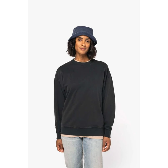 Unisex washed effect oversize round neck sweatshirt