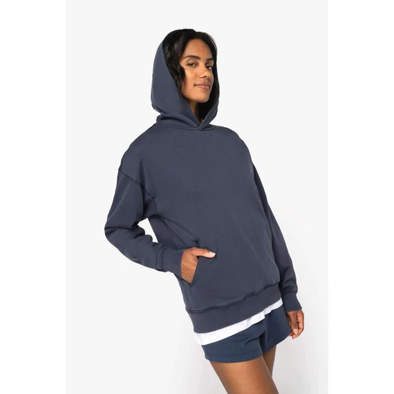 Unisex washed effect oversize hooded sweatshirt