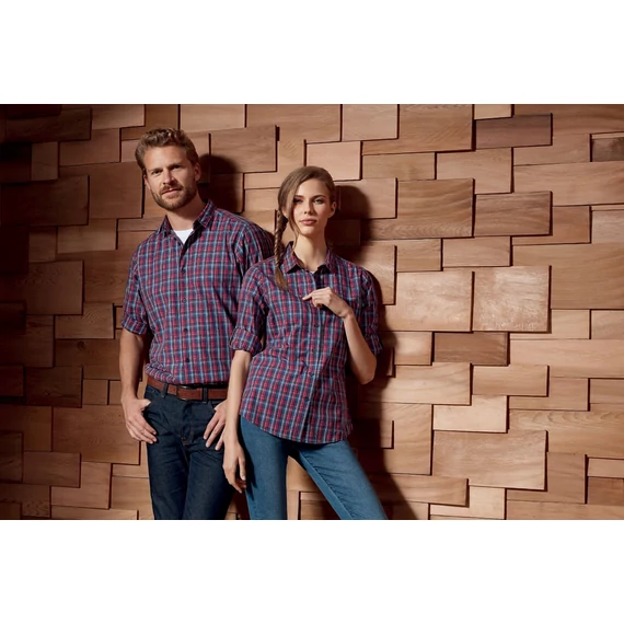 'sidehill' check - women's long sleeve cotton shirt