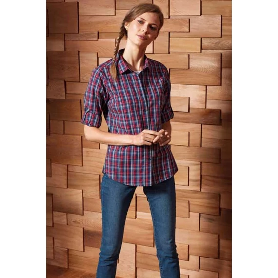 'sidehill' check - women's long sleeve cotton shirt