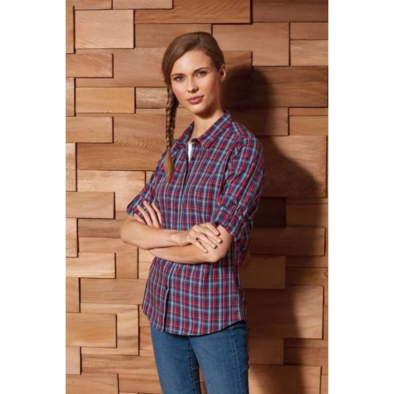 'sidehill' check - women's long sleeve cotton shirt