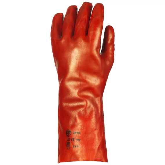 Mártott PVC kesztyű, piros, 36cm hosszú