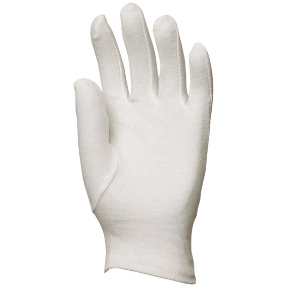 Varrott pamut boy kesztyű, fehér, kézháton csuklógumis