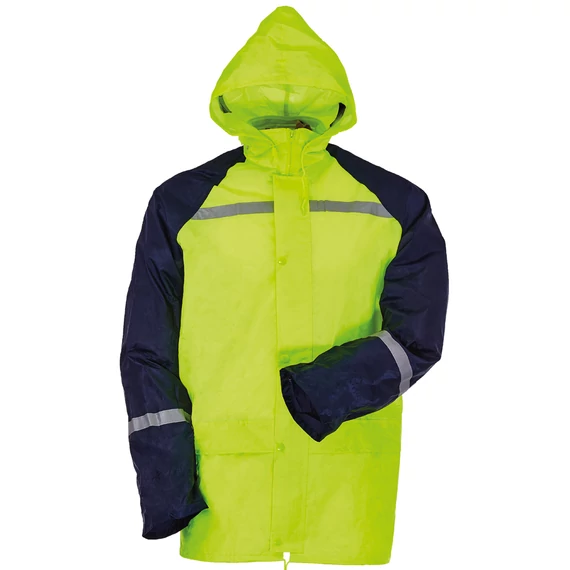 Fluo esőruha fényvisszaverő csíkkal