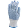 Kötött PES/pamut fehér férfi kesztyű kétoldalt kék pöttyökkel