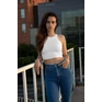 Női pamut spandex ujjatlan rövid fazonú top