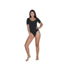 Női pamut spandex jerseyrövid ujjú duplau-nyakú body
