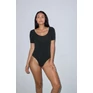 Női pamut spandex jerseyrövid ujjú duplau-nyakú body