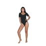 Női pamut spandex jerseyrövid ujjú duplau-nyakú body