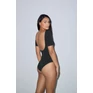 Női pamut spandex jerseyrövid ujjú duplau-nyakú body