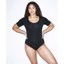 Női pamut spandex jerseyrövid ujjú duplau-nyakú body