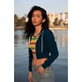 Women's flex fleece cropped zip hooded sweatshirt
