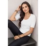 Női tri-blend deep scoop 1/2 ujjú póló