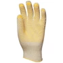 Kötött vékony, sárga pöttyös, fehér abralon/nylon kesztyű